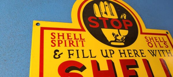 VINTAGE SHELL GASOLINE PORCELAIN GAS FILL UP SERVICE STATION PUMP PLATE SIGN 305751835190 5