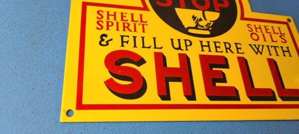 VINTAGE SHELL GASOLINE PORCELAIN GAS FILL UP SERVICE STATION PUMP PLATE SIGN 305751835190 6