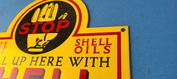 VINTAGE SHELL GASOLINE PORCELAIN GAS FILL UP SERVICE STATION PUMP PLATE SIGN 305751835190 8