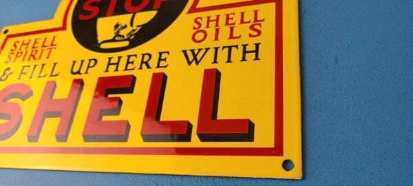 VINTAGE SHELL GASOLINE PORCELAIN GAS FILL UP SERVICE STATION PUMP PLATE SIGN 305751835190 9