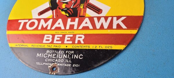 VINTAGE TOMAHAWK BEER PORCELAIN GAS SERVICE STATION PUMP PLATE SIGN 305762622350 9