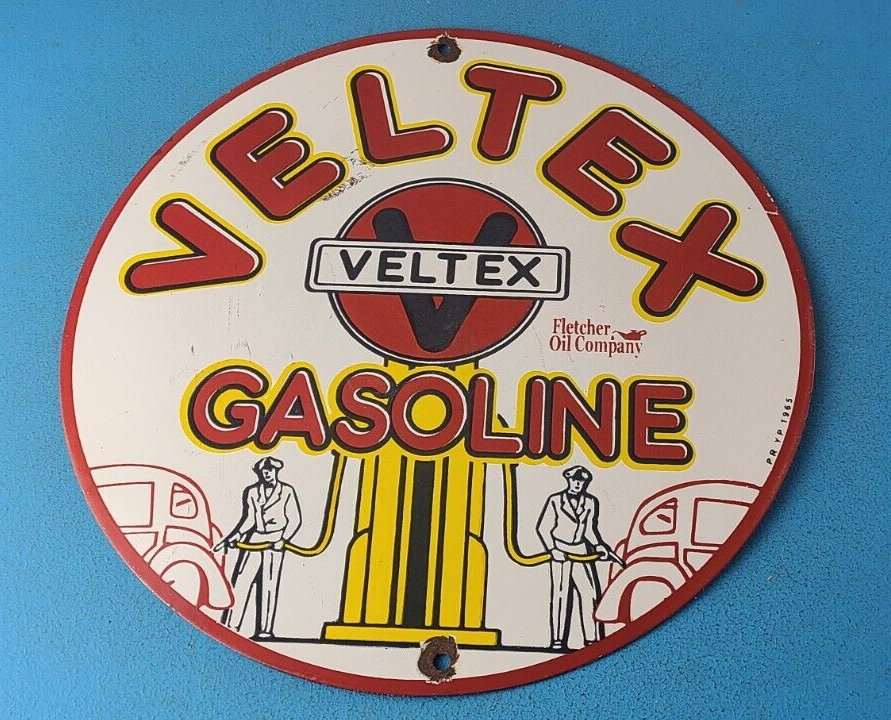 VINTAGE VELTEX GASOLINE PORCELAIN GAS MOTOR OIL SERVICE STATION PUMP PLATE SIGN 305915079630