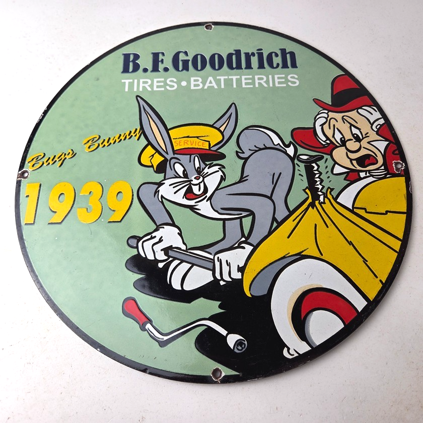 Vintage B.F. Goodrich Tires Porcelain Sign - Old Auto Car Mechanic Gas Pump Sign - Image 15