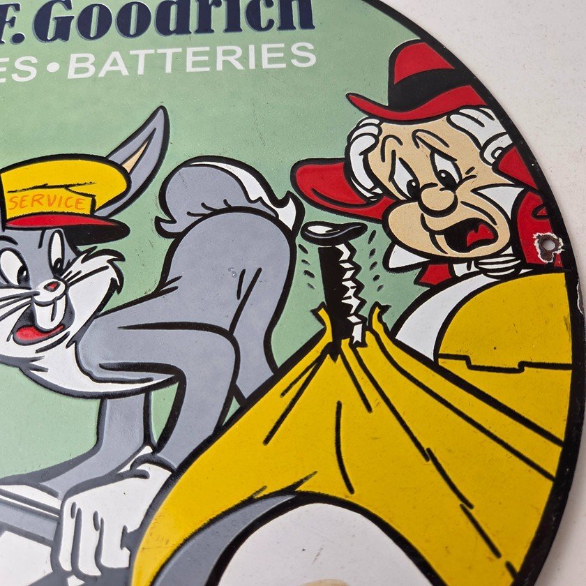 Vintage B.F. Goodrich Tires Porcelain Sign - Old Auto Car Mechanic Gas Pump Sign - Image 3