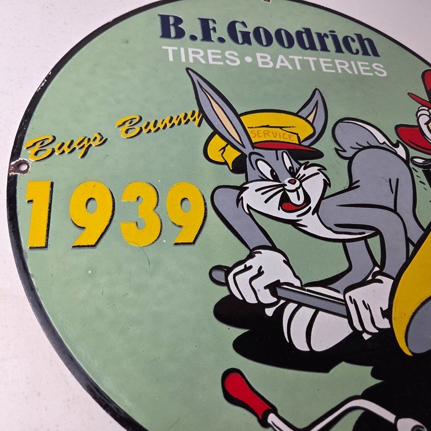 Vintage B.F. Goodrich Tires Porcelain Sign - Old Auto Car Mechanic Gas Pump Sign - Image 6