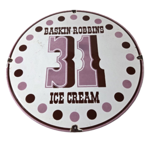 Vintage Baskin Robbins Sign - Gas Pump Advertising Sale Ice Cream Porcelain Sign