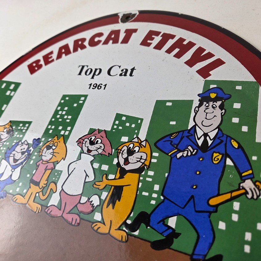 Vintage Bearcat Motor Oil Sign - Gas Service Ethyl Gasoline Porcelain Sign - Image 12