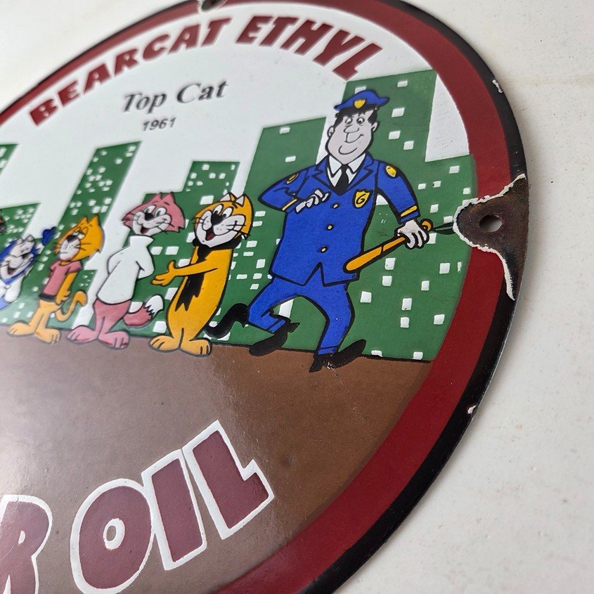 Vintage Bearcat Motor Oil Sign - Gas Service Ethyl Gasoline Porcelain Sign - Image 13