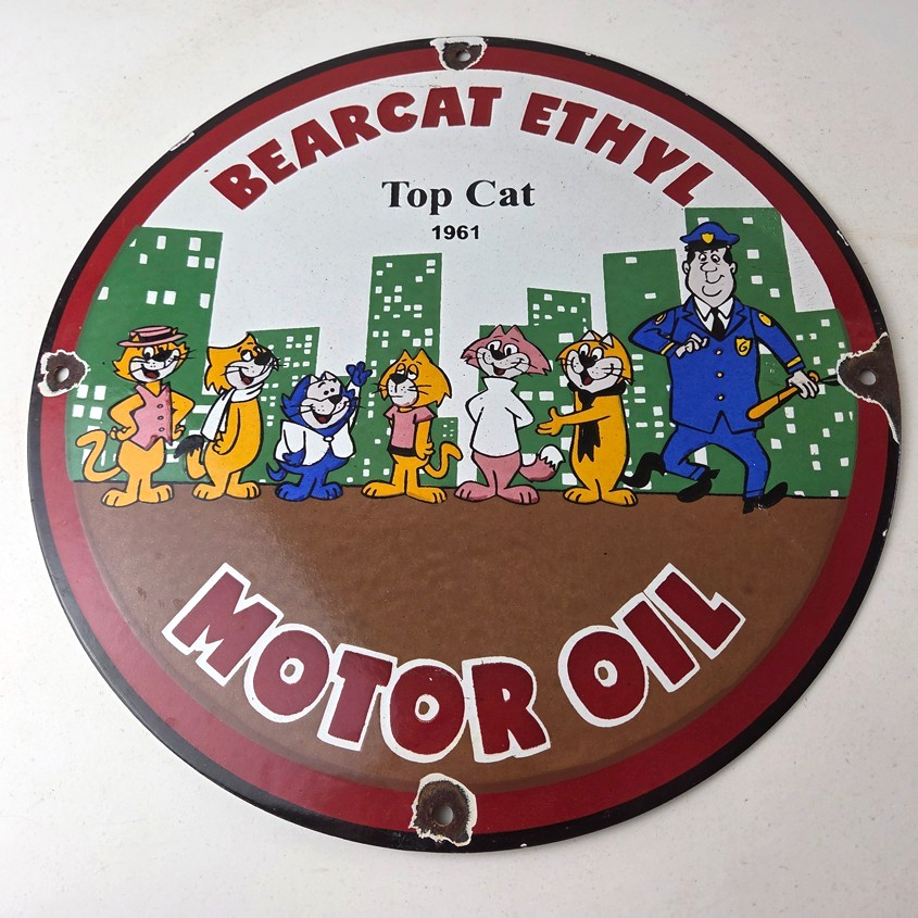 Vintage Bearcat Motor Oil Sign - Gas Service Ethyl Gasoline Porcelain Sign - Image 15