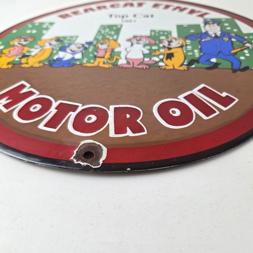 Vintage Bearcat Motor Oil Sign - Gas Service Ethyl Gasoline Porcelain Sign - Image 10