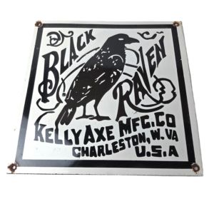 Vintage Black Raven Sign - Kelly Axe Service Station Knife Store Gas Pump Sign