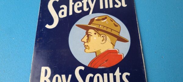 Vintage Boy Scouts Sign America Local Troop Gas Pump Motor Oil Porcelain Sign 305772242890 2