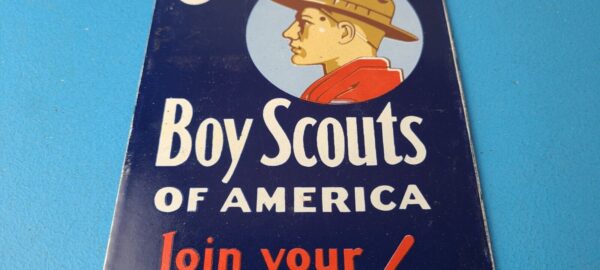 Vintage Boy Scouts Sign America Local Troop Gas Pump Motor Oil Porcelain Sign 305772242890 3