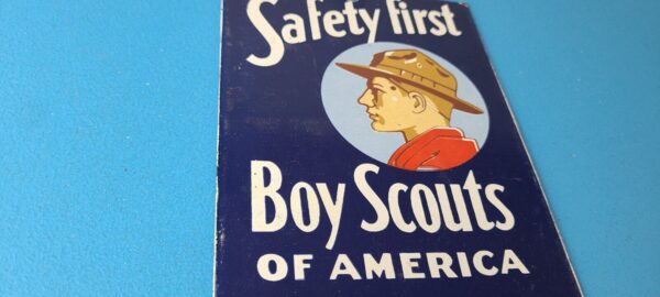 Vintage Boy Scouts Sign America Local Troop Gas Pump Motor Oil Porcelain Sign 305772242890 5