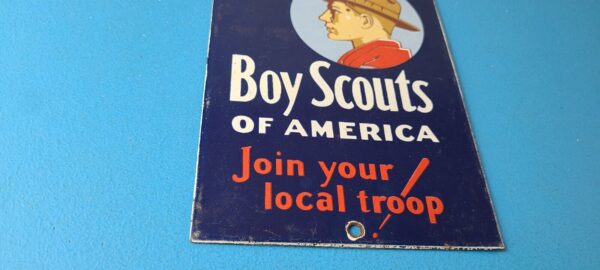 Vintage Boy Scouts Sign America Local Troop Gas Pump Motor Oil Porcelain Sign 305772242890 6