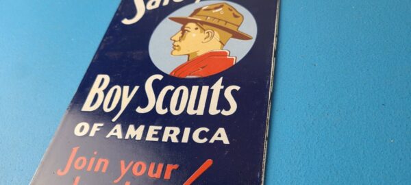 Vintage Boy Scouts Sign America Local Troop Gas Pump Motor Oil Porcelain Sign 305772242890 8