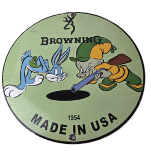 Vintage Browning Firearms Porcelain Sign - Rifles Shotguns Ammo Gas Ad Pump Sign