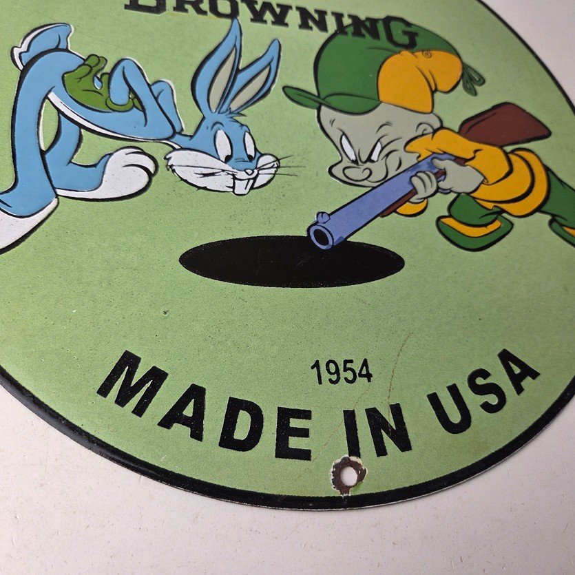 Vintage Browning Firearms Porcelain Sign - Rifles Shotguns Ammo Gas Ad Pump Sign - Image 11