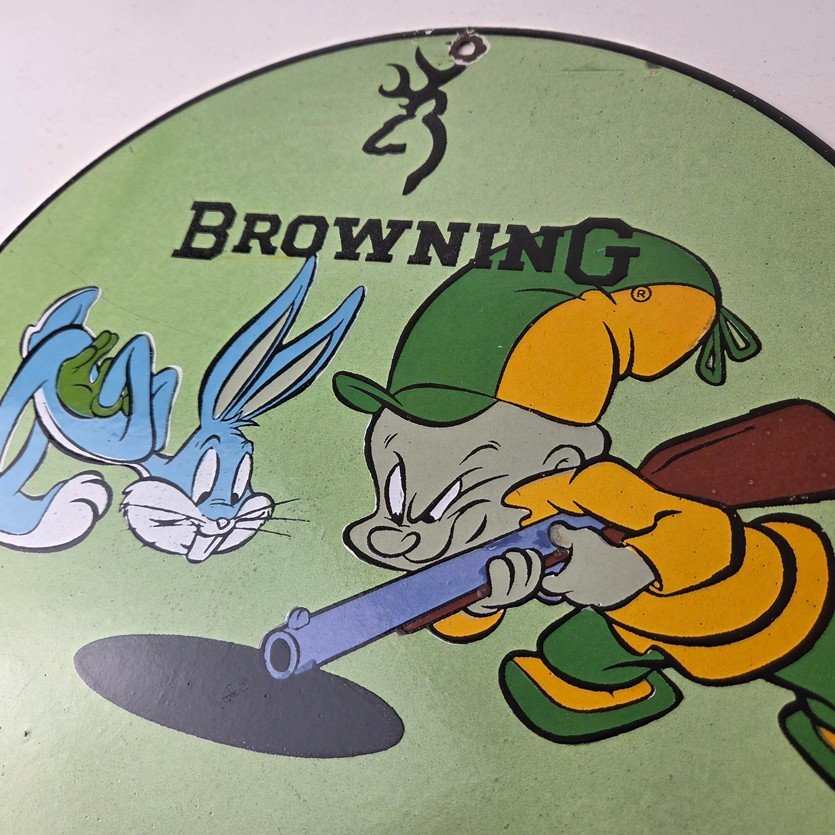 Vintage Browning Firearms Porcelain Sign - Rifles Shotguns Ammo Gas Ad Pump Sign - Image 12