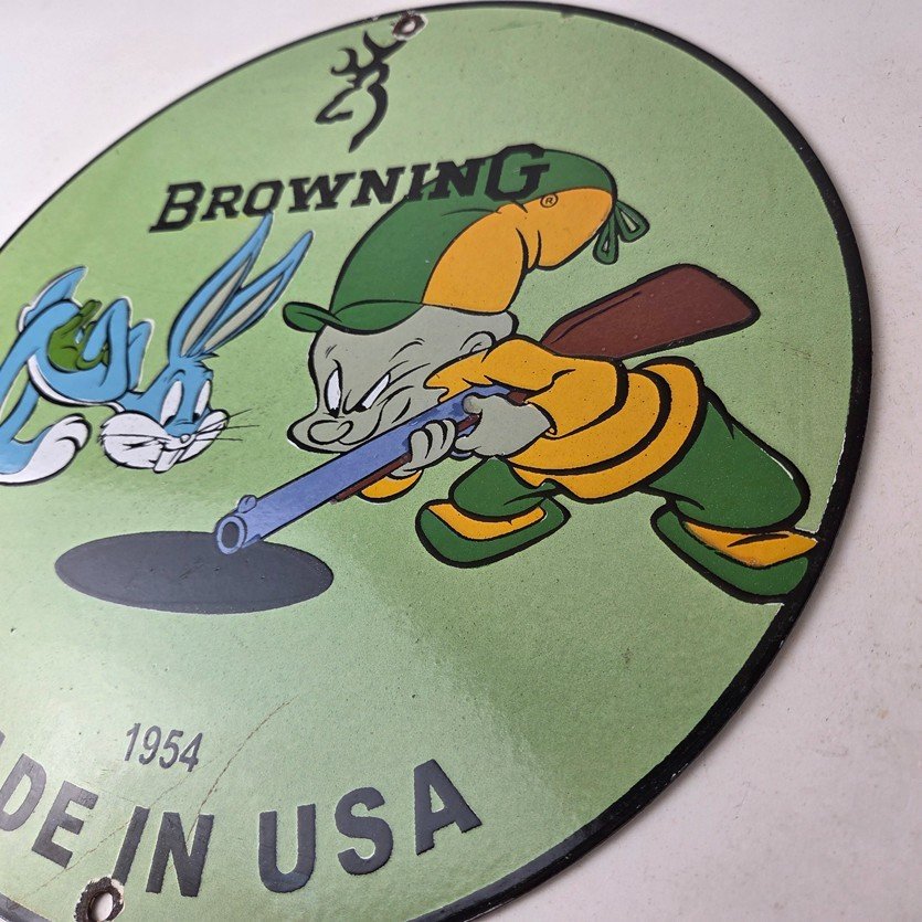 Vintage Browning Firearms Porcelain Sign - Rifles Shotguns Ammo Gas Ad Pump Sign - Image 13