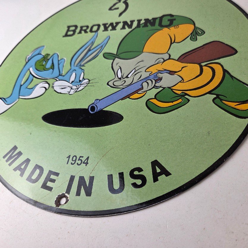 Vintage Browning Firearms Porcelain Sign - Rifles Shotguns Ammo Gas Ad Pump Sign - Image 14