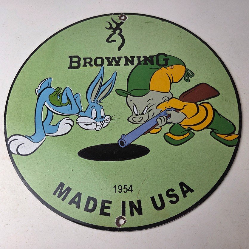 Vintage Browning Firearms Porcelain Sign - Rifles Shotguns Ammo Gas Ad Pump Sign - Image 15