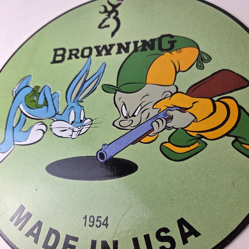 Vintage Browning Firearms Porcelain Sign - Rifles Shotguns Ammo Gas Ad Pump Sign - Image 4