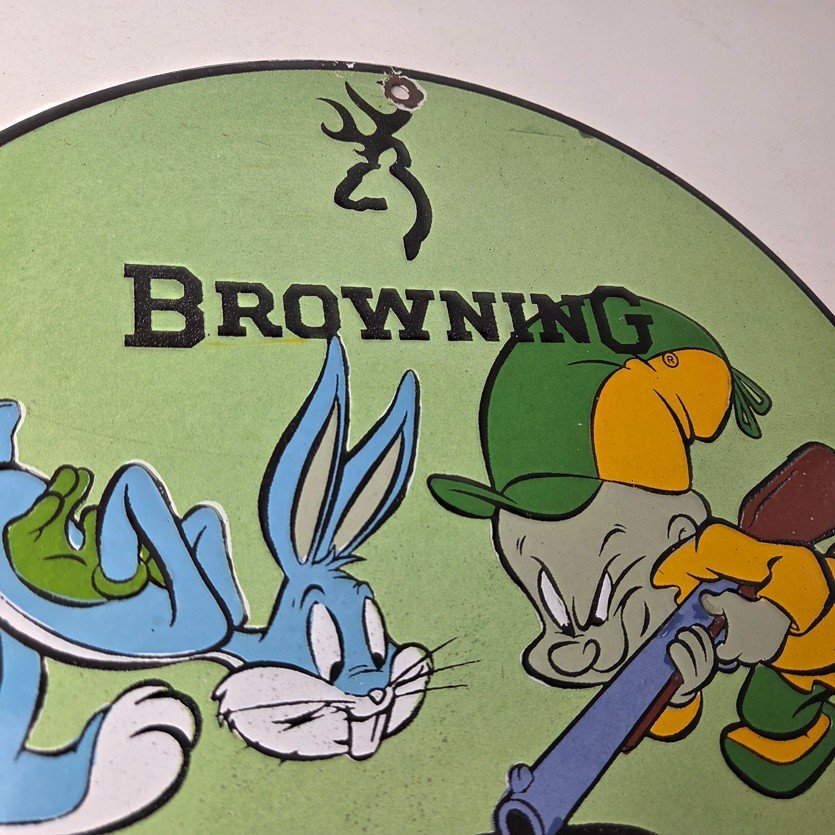 Vintage Browning Firearms Porcelain Sign - Rifles Shotguns Ammo Gas Ad Pump Sign - Image 5