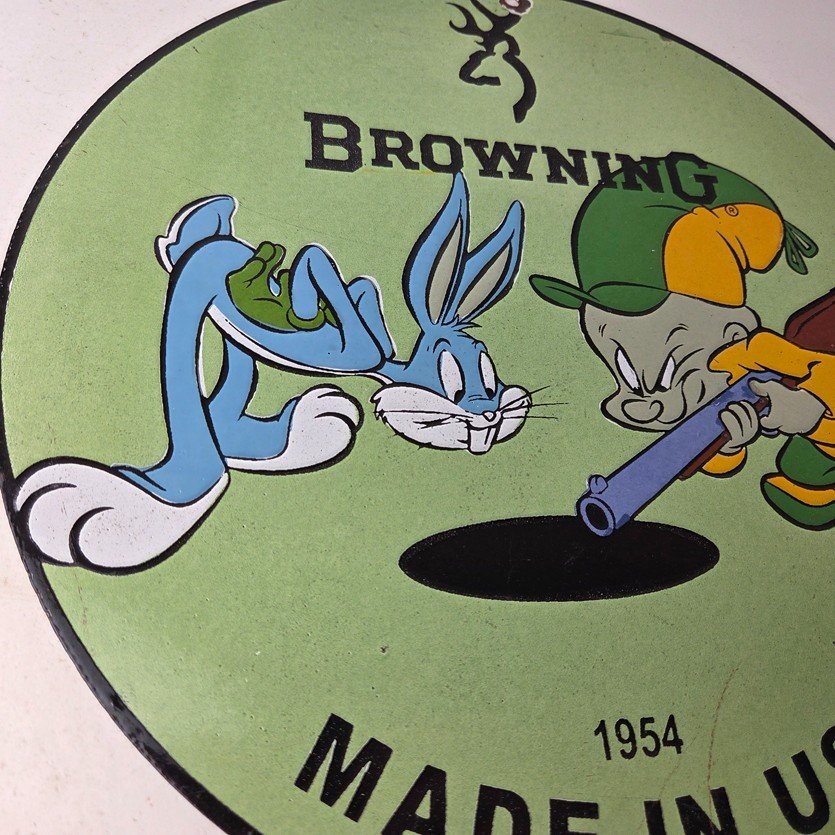 Vintage Browning Firearms Porcelain Sign - Rifles Shotguns Ammo Gas Ad Pump Sign - Image 6