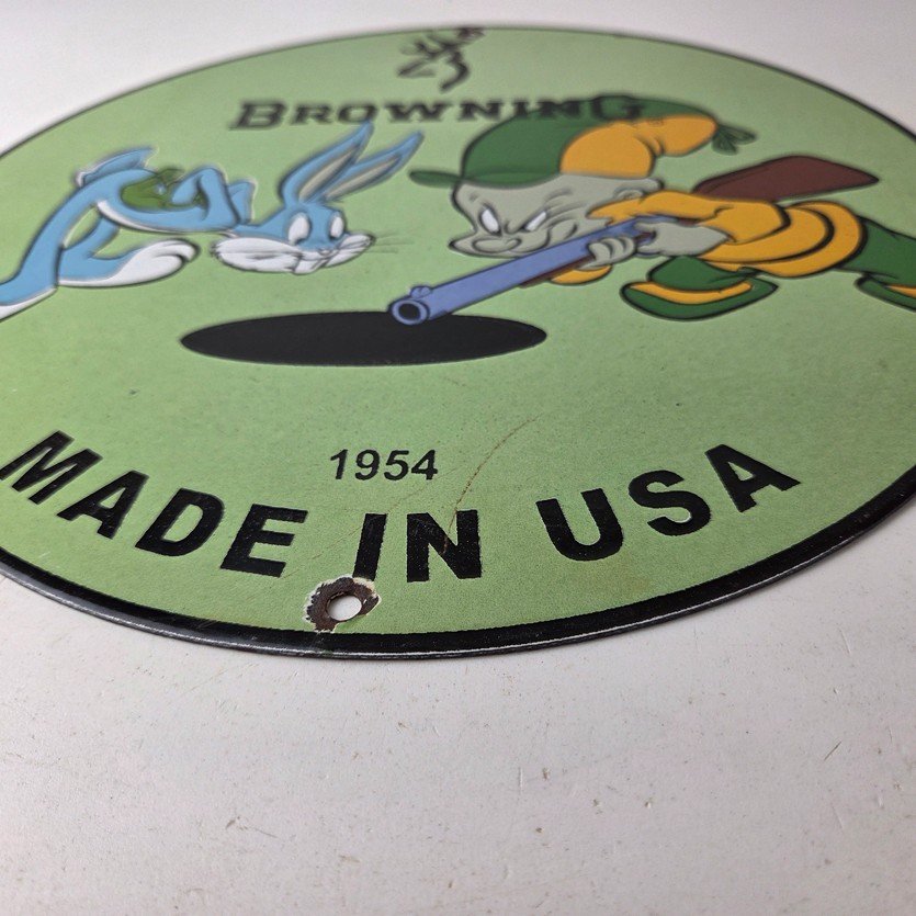 Vintage Browning Firearms Porcelain Sign - Rifles Shotguns Ammo Gas Ad Pump Sign - Image 10