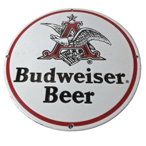Vintage Budweiser Beer Sign - Adult Beverage Anheuser Busch Porcelain Sign