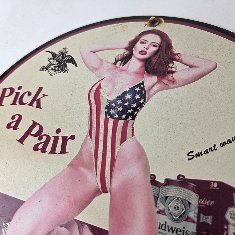 Vintage Budweiser Sign - Adult Beverage Gas Service Station Porcelain Sign - Image 12