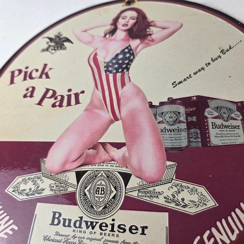 Vintage Budweiser Sign - Adult Beverage Gas Service Station Porcelain Sign - Image 4