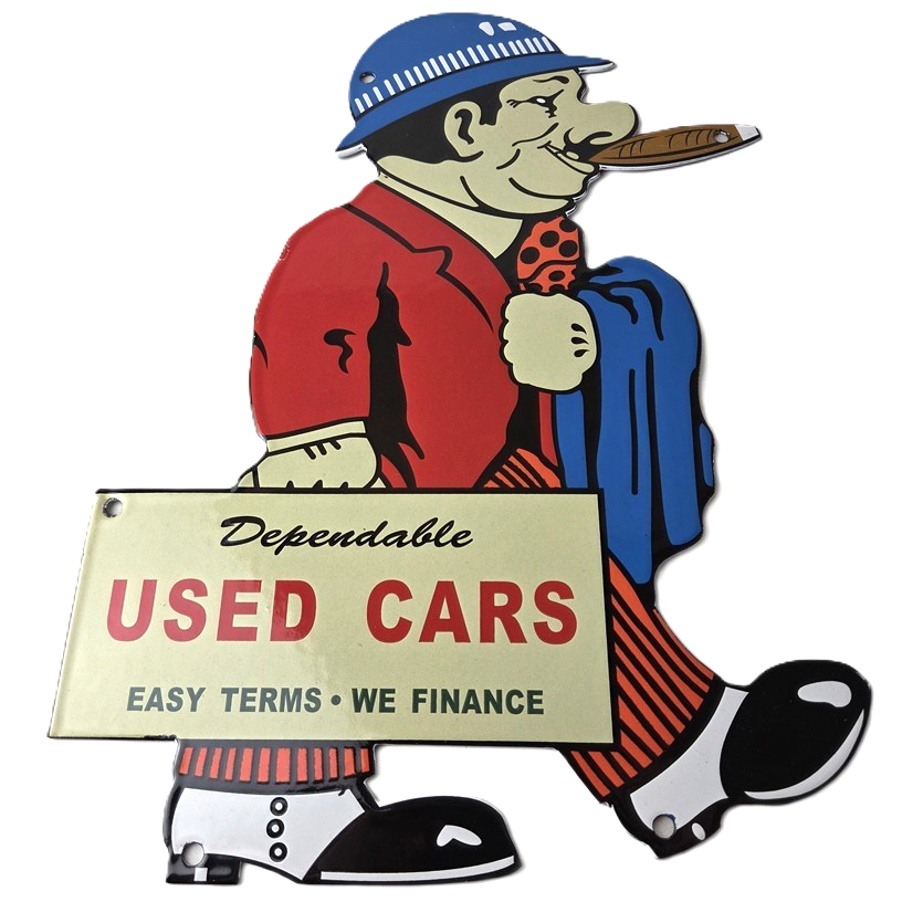 Vintage Chevrolet Sign - Large Porcelain Used Cars Cigar Gas Pump Dealer Sign