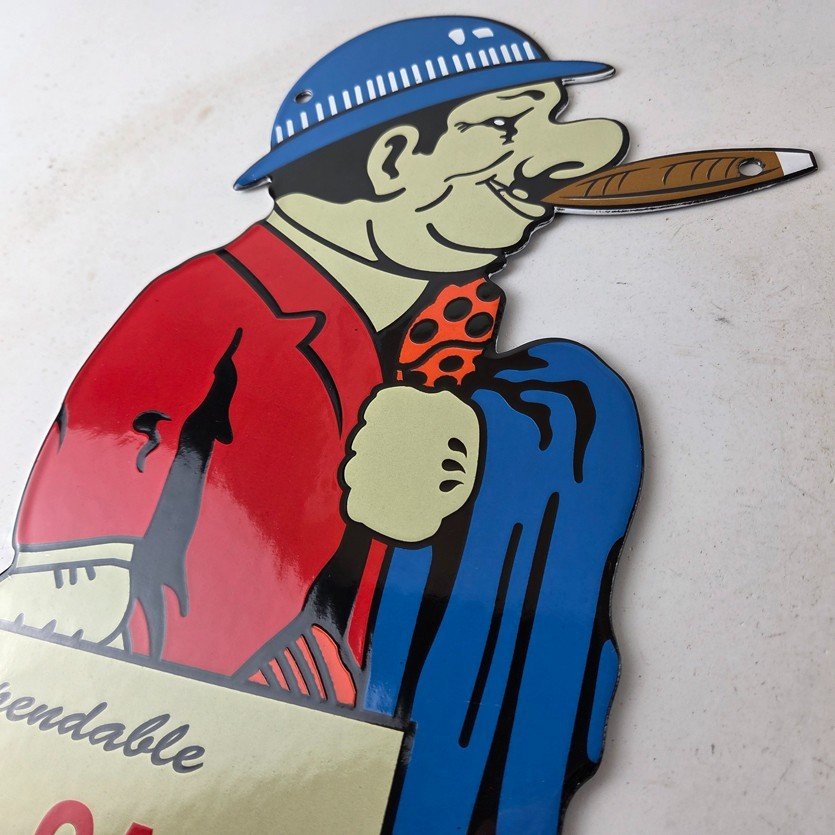 Vintage Chevrolet Sign - Large Porcelain Used Cars Cigar Gas Pump Dealer Sign - Image 12