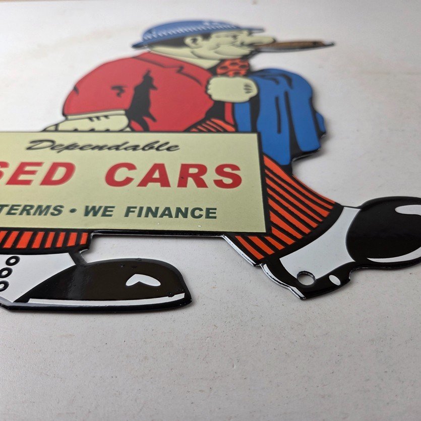 Vintage Chevrolet Sign - Large Porcelain Used Cars Cigar Gas Pump Dealer Sign - Image 10