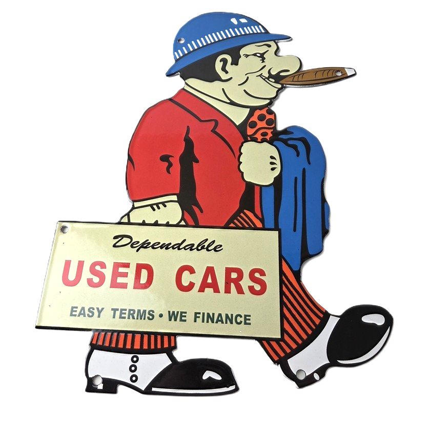 Vintage Chevrolet Sign - Large Porcelain Used Cars Cigar Gas Pump Dealer Sign