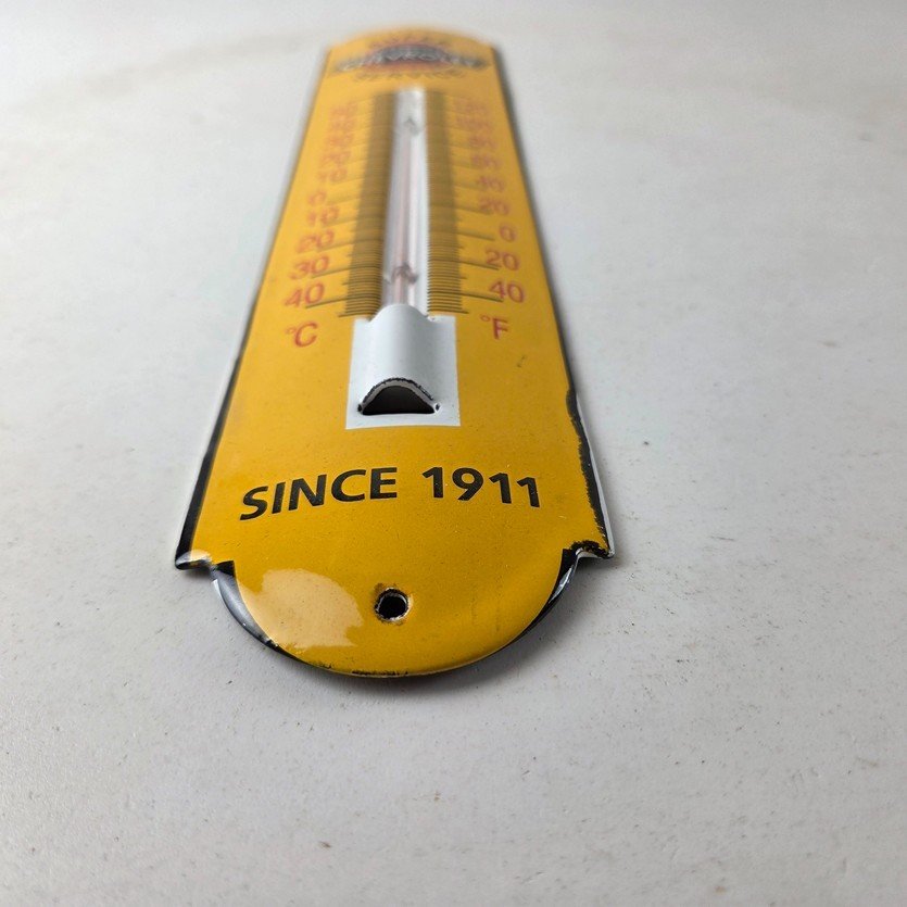 Vintage Chevrolet Sign - Super Service Gas Pump Sign on Porcelain Thermometer - Image 10
