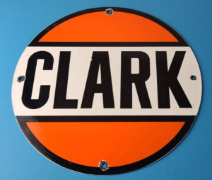 Vintage Clark Gasoline Sign Porcelain Service Station Gas Pump Plate Sign 305874492930