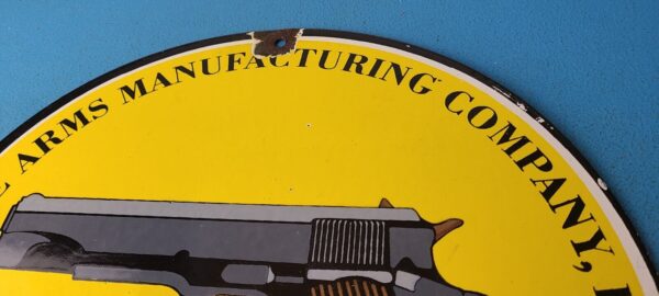 Vintage Colt Firearms Sign Single Action M Pistol Guns Porcelain Gas Sign