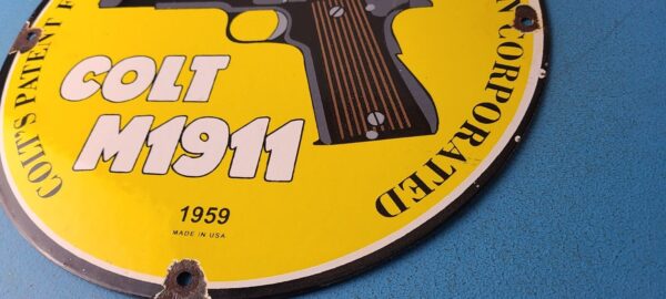 Vintage Colt Firearms Sign Single Action M Pistol Guns Porcelain Gas Sign