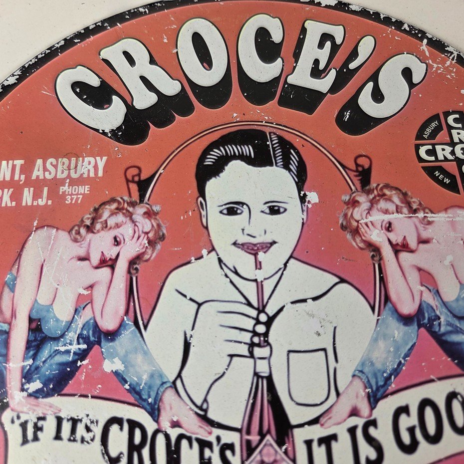 Vintage Croce's Porcelain Sign - Shop Soda Advertising Gas Pump Service Sign - Image 3