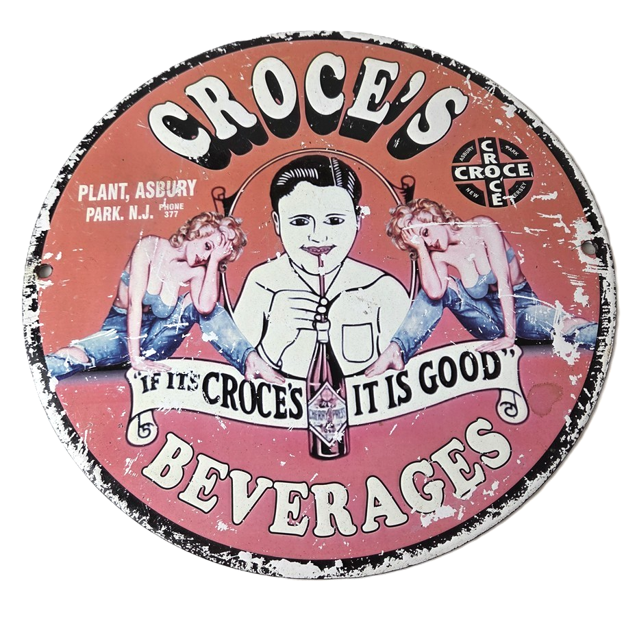 Vintage Croce's Porcelain Sign - Shop Soda Advertising Gas Pump Service Sign