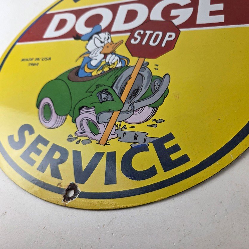 Vintage Dodge Sign - Old Muscle Gas Cars Sales Service Porcelain Sign - Image 14
