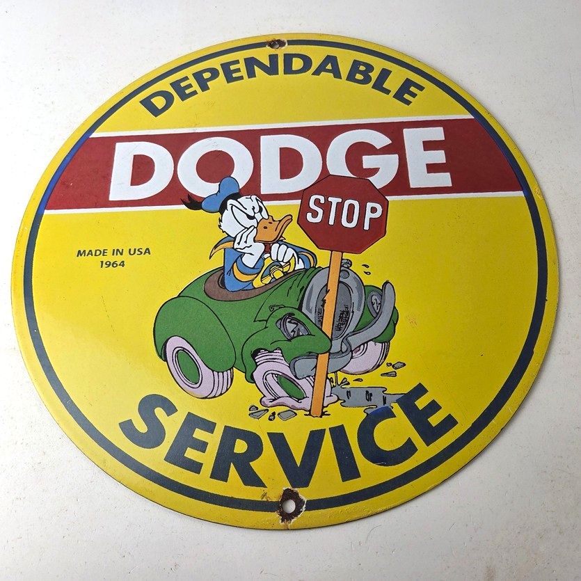 Vintage Dodge Sign - Old Muscle Gas Cars Sales Service Porcelain Sign - Image 15