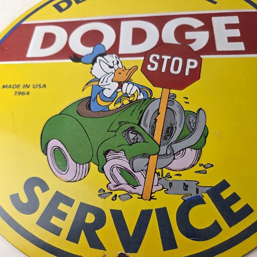 Vintage Dodge Sign - Old Muscle Gas Cars Sales Service Porcelain Sign - Image 4