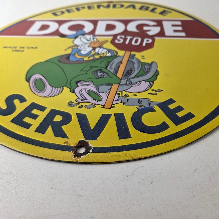 Vintage Dodge Sign - Old Muscle Gas Cars Sales Service Porcelain Sign - Image 10
