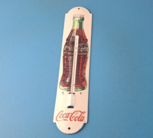 Vintage Drink Coca Cola Sign Glass Bottle Gas Ad Sign on Porcelain Thermometer 305874281570