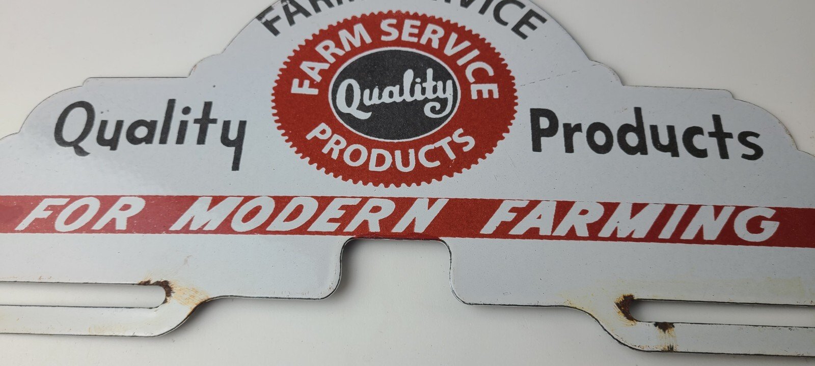 Vintage Farm Sign Topper - Gas Tractor Auto Car Porcelain License Plate Topper - Image 5