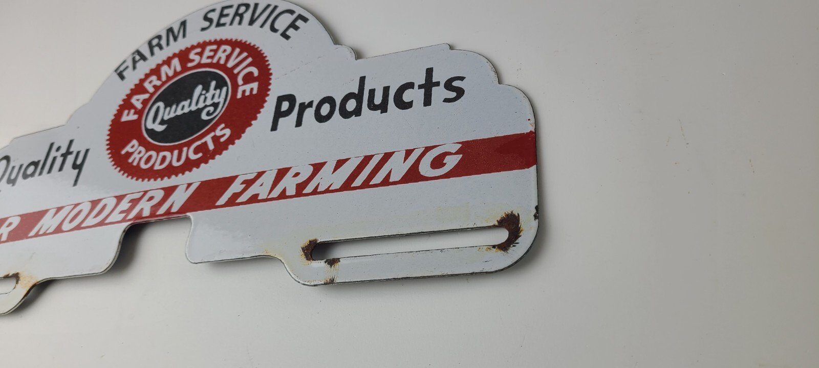 Vintage Farm Sign Topper - Gas Tractor Auto Car Porcelain License Plate Topper - Image 10